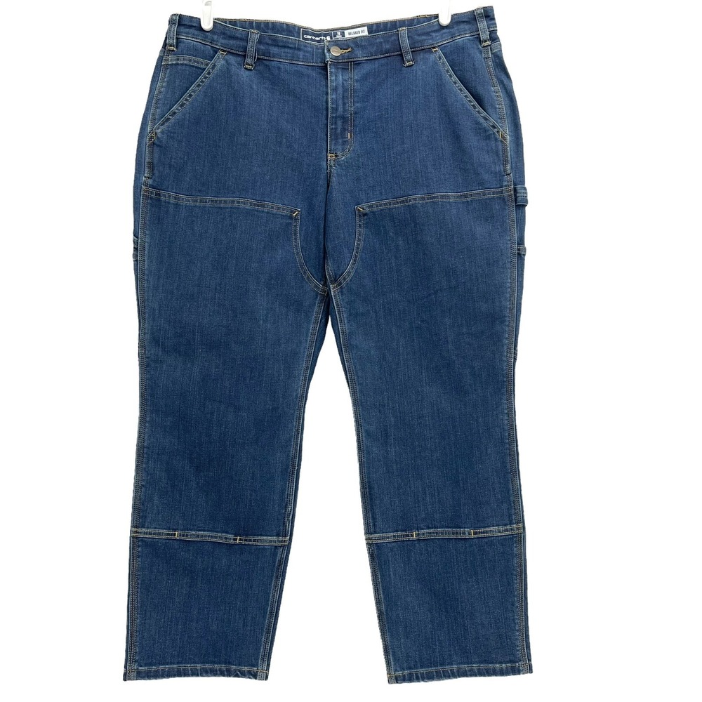 NWT Carhartt Women's Rugged Flex Relaxed Fit Double Front Jeans 18R Straight Leg